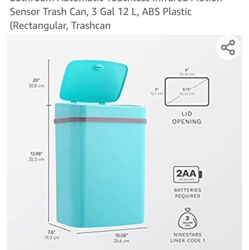 Autamatic teal blue trash can